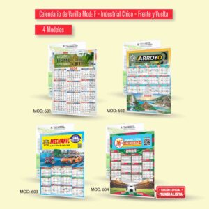 CAT:14 - 50 Calendarios de Varilla Marca LEN Mod: F - Industrial Tamaño Chico - Personalizados a Color. No Incluye envío